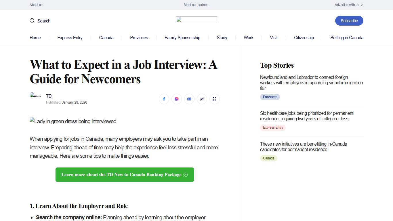What to Expect in a Job Interview: A Guide for Newcomers CIC News